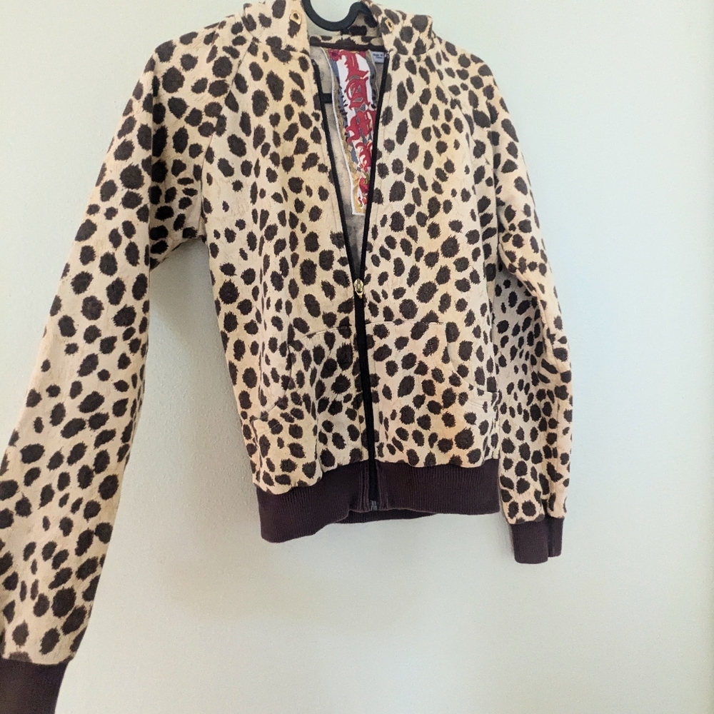LAMB Gwen Stefani Hoodie Sweatshirt Zip up Animal Print Cheetah Medium l.a.m.b.